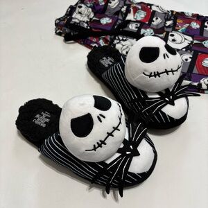 Nightmare Before Christmas Jack Skellington Ground Up Black & White Slippers